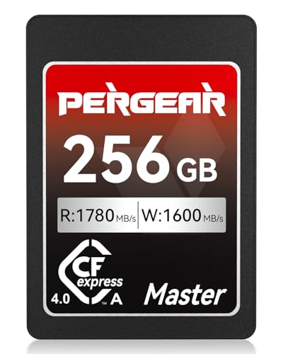 Pergear Cartão de memória CFexpress 4,0 tipo A de 256 GB, velocidade de leitura de até 1780 MB/s e velocidade de gravação de 1600 MB/s para 4K 120P, 8K 30P (Master Series), compatível com câmaras