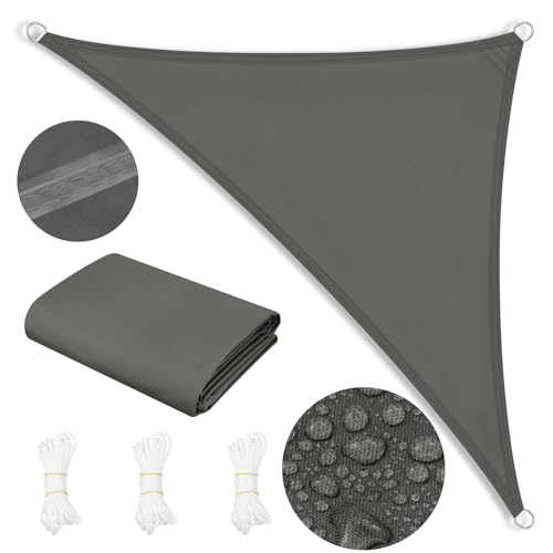 WOLTU Toldo solar, impermeável, 5 x 5 x 7 m, poliéster, 200 g/m², toldo à prova de vento e proteção contra raios UV, toldo exterior para jardim, pátio, piscina, cinzento escuro
