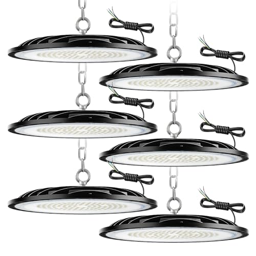ZXICH UFO LED Candeeiro de alta baía, 6000 K-6500 K LED iluminação de armazenamento, 100 W 15000 LM iluminação comercial, IP65 impermeável navios industriais para pátio, garagem, fábrica, oficina (6