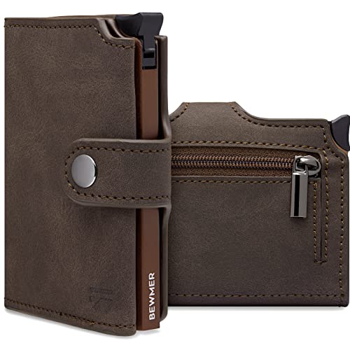 BEWMER Carteira porta-cartões 2 para homem e mulher com porta-moedas | carteira minimalista porta-cartões de crédito (proteção RFID), bilhetes e moedas