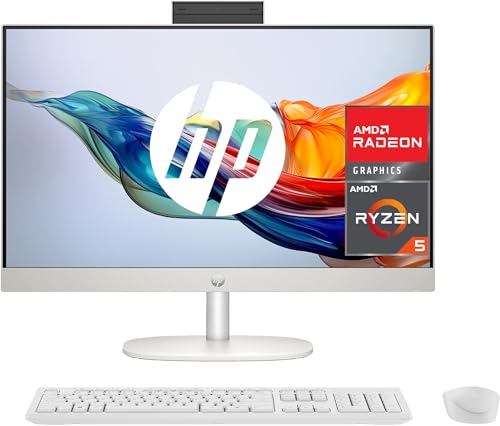 HP 27-cr0008ss Computador Full HD de 27" com câmara, teclado e rato sem fios (AMD Ryzen 5 7520U, 16 GB RAM, 512 SSD, AMD Radeon Graphics, sem sistema operativo) branco - teclado QWERTY Espaço añol