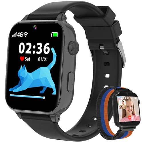 Alutoria 4G Relógio inteligente para crianças, Smartwatch crianças com GPS, chamadas de vídeo, chat de voz, SOS, modo de classe, Wi-Fi, jogos, câmera, relógio crianças presente para meninas meninos 4