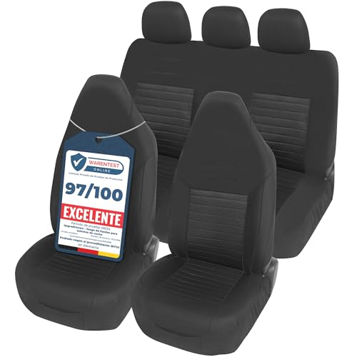 Upgrade4cars Capas de assento de carro com encosto de cabeça integrado universais preto | cobertura universal | protetor de assento dianteiro para dianteiro e traseiro