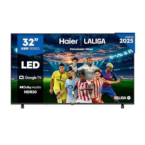 Haier Direct LED Full HD H32K85FFX 32", Smart TV, Google TV, Dolby áudio, HDR 10, Smart Remote Control, Google Assistant, Processador Quad Core, Bluetooth 5.1, DBX TV, HDMI 2.1 x 4, sem mar. Cos, 202