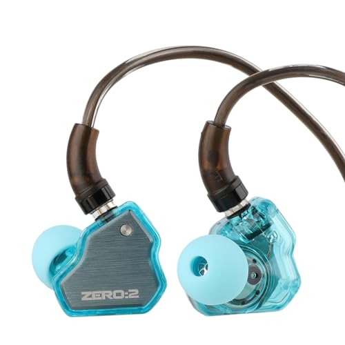 Linsoul 7 Hz x Crinacle Zero: 2 Monitor In Ear, atualizado 10 mm controlador dinâmico IEM, auriculares com cabo, capacetes para jogos, com cabo OFC IEM para música (azul)