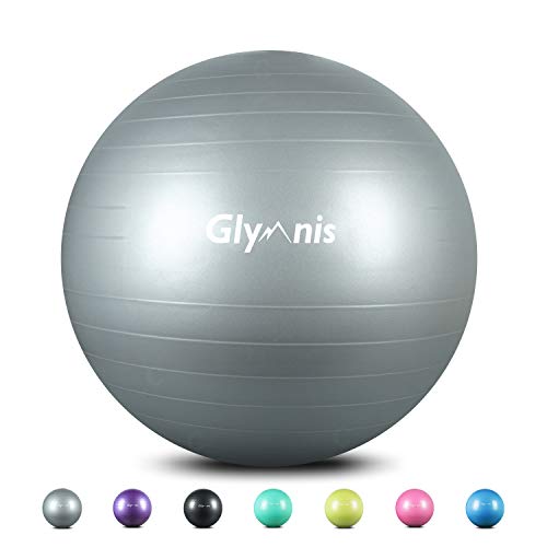 Glymnis Bola de pilates bola anti-Burst para pilates, ginástica fitness gravidez ioga gravidez 55 cm 65 cm 75 cm com insuflador