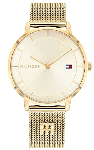 Tommy Hilfiger Reloj Analógico de Cuarzo para Mujer con Correa de Malla de Acero Inoxidable - Disponible en Plata, Oro, Oro Rosa o Azul Marino