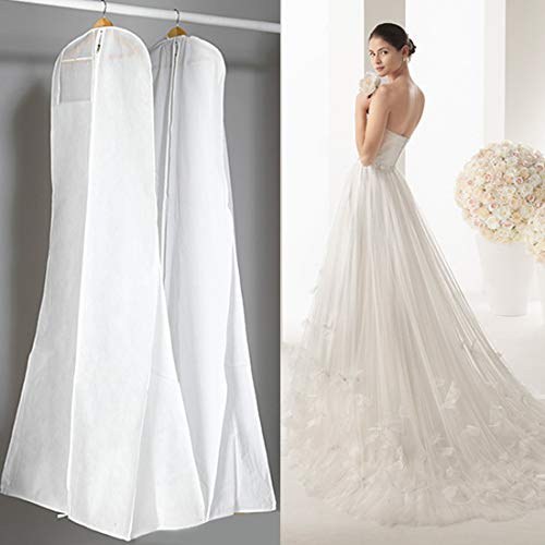 Gabkey 2 peças Capa para vestido de noiva resistente ao pó e manchas, mala de roupa dobrável e espaçosa para proteger os seus fatos de festa