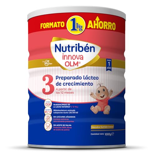 Nutribén Innova 3 - Leite em pó bebé forma de poupança | Fórmula de crescimento a partir dos 12 meses, sem óleo de palma, com ácido doseador mais higiénico, com BPL1, 1 frasco de 1 kg
