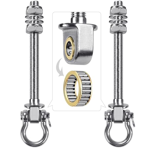 Dolibest 2 peças cabide de rede 17,5 cm parafusos gancho mosquetão pendente, 180 ° aço inoxidável giratório kit de montagem conjunto de rolamentos interior exterior parque saco de boxe saco areia,