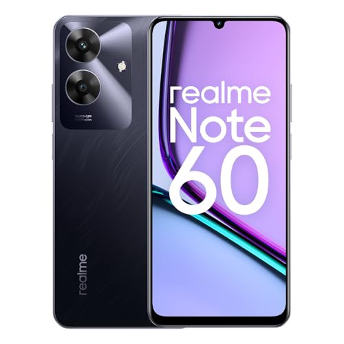realme Telemóvel Note 60 4G 4+128GB, ecrã de 90 Hz, câmara super nítida de 32 MP, corpo ultrafino de 7,84 mm, grande bateria de 5000 mAh, preto
