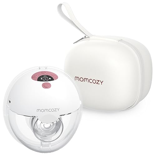 Momcozy M5 - extrator de leite mãos livres, extrator de leite portátil de boca de bebé, flange de vedação dupla com 3 modos e 9 níveis, elétrico e portátil, 24 mm (1, vermelho)