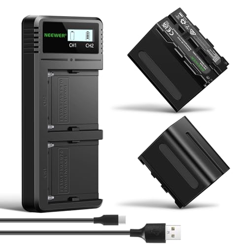 NEEWER 2 NP-F970 7800 mAh baterias de substituição para Sony FX3/FX30/A7, para Canon R5, para Nikon Z8, Camera Battery com LCD duplo USB C carregador rápido para Handycam câmara monitor luz vídeo LED