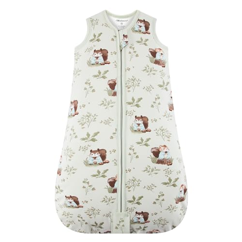 Mosebears Saco de dormir para bebé de inverno 2,5 TOG, 100% algodão para tamanhos diferentes, desde o nascimento até aos 24 meses para crianças (verde animal, 0-6 meses)