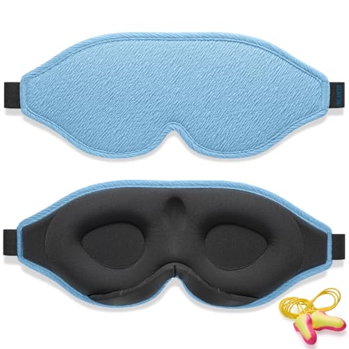 Anti-face inovadora para dormir para homens e mulheres, máscara com design que bloqueia a luz e a clareza a 100%, para dormir, dormir uma sesta, meditar, descansar bem e viajar (azul)