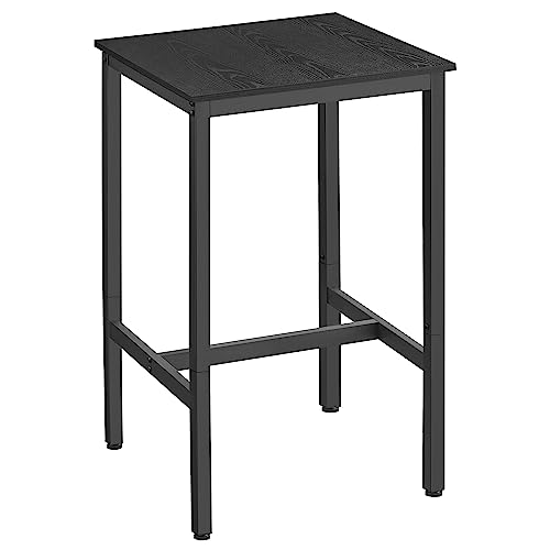 VASAGLE Mesa alta, mesa de bar quadrada, moldura de aço, 60 x 60 x 92 cm, montagem fácil, para cozinha, sala de estar, estilo industrial, ébano preto e preto LBT025B56