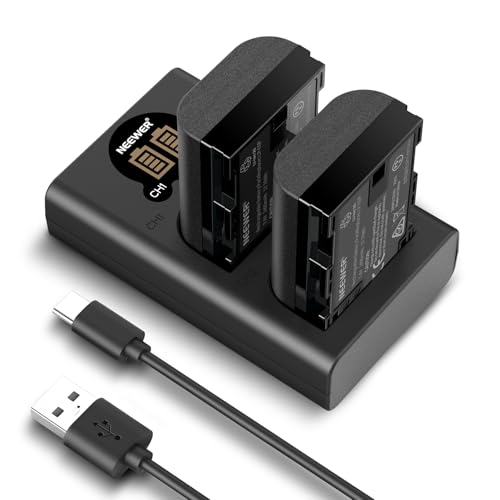 NEEWER Embalagem de 2 2400 mAh LP-E6P/LP-E6N/LP-E6 bateria de substituição e carregador duplo USB vertical com LCD para EOS R5 Mark II EOS R6 EOS R7 EOS R 5D II IV 6D 6D, II 7D 34D/36D