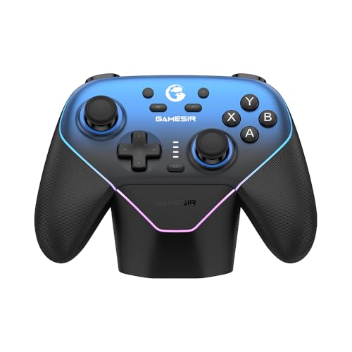 GameSir Super Nova Mando Inalámbrico con Base de Carga – Sticks Hall Effect, Gatillos Ajustables – Switch Gyro, PC, Móvil – Nightfall Blue