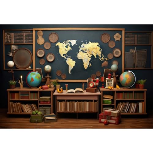 YongFoto 3 x 2,5 m de volta à escola fundo temático diversão sala de aula interior ardósia livros fotografia de fundo para estudantes professores escola ensino festa de graduação foto estúdio