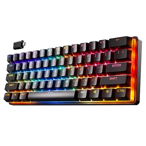 SteelSeries Apex Pro Mini Wireless-Teclado gaming mecânico – o teclado mais rápido do mundo, acionamento ajustável, fator de forma compacto de 60% - Bluetooth 5.0 a 2,4 GHz, teclado americano (QWERTY)