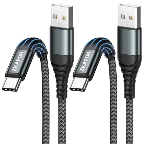 ZKAPOR Cabo USB Tipo C extra grande [2 Pack 3 M], cabo USB C carregamento rápido nylon cabo USB C para iPhone 15/15 Pro Max, Samsung Galaxy S23/S22/S21/S10, Note 10, Huawei P40/P30, Google Pixel