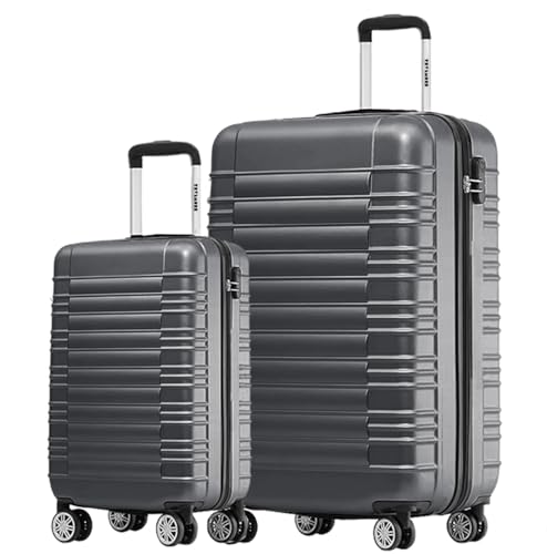 TRVLMORE Mala e trolleys - mala de mão - mala de viagem com rodas, mala de mão com rodas, mala rígida pequena de 55 x 40 x 20 cm, bagagem leve de mão, mala de mão, mala de mão, mala de mão,, Cinzento