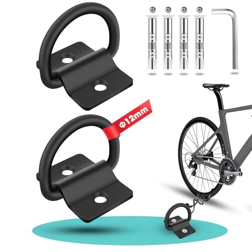 2 peças âncora chão motocicleta, âncora de parede bicicleta, fixação de chão bicicleta, anti-roubo de aço de alta resistência inclui parafusos, tacos de expansão, anel de asculação ø12