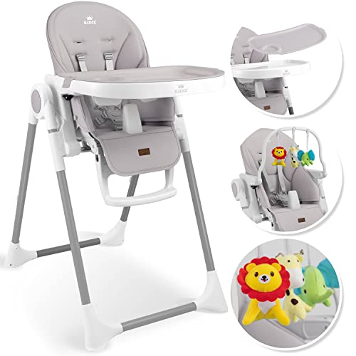KIDIZ® cadeira alta 3 em 1 incl. Barra de jogos, espreguiçadeira para bebés, cadeira alta combinada para bebés, 7 costas ajustáveis em altura, crescimento de 0 meses a 6 anos, cadeira de bebé,