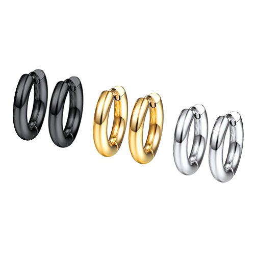 PROSTEEL Aro brincos de aço inoxidável diâmetro 10 mm 14 mm 16 mm 20 mm conjunto de brincos de aro fino