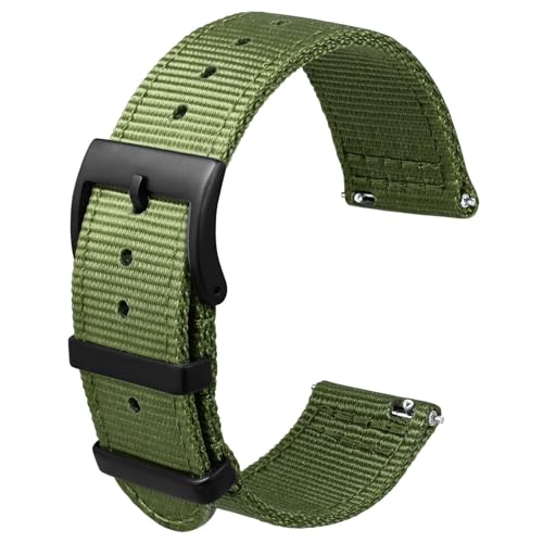 Anbeer Pulseira de relógio de nylon de duas peças e fecho rápido com fivela de metal, pulseira de relógio de nylon tecido de dupla camada