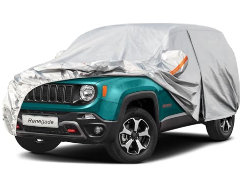 Kayme Capa de carro exterior, compatível com Jeep Renegade (2014-2025), capa para carro impermeável, respirável, anti-UV, anti-pó, de 6 camadas, cobertura de carro com fecho de correr e forro de