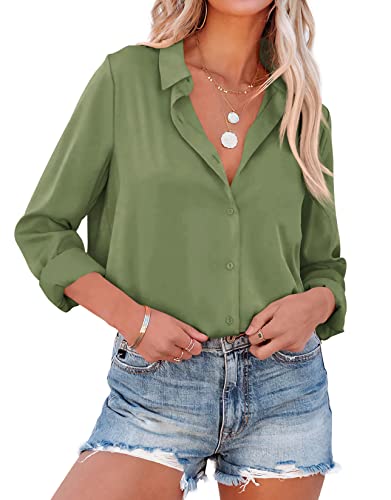 NONSAR - Blusa elegante de manga comprida para mulher com gola alta, blusas de escritório, tops casuais