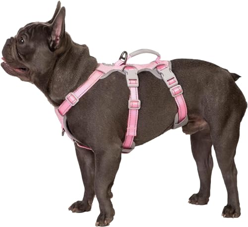 Huntboo Arnês para cães à prova de fugas, arnês para artistas de escape, arnês totalmente refletor com alça acolchoada, respirável, colete ajustável para cães médios que caminham e correm