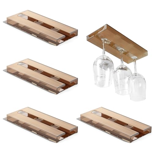 Geoyien Cabide de copas, 4 suportes de copos pendurados, pendurar copas, suporte para copos de vinho, suporte suspenso para copas altas, sem necessidade de perfuração, grande capacidade de carga