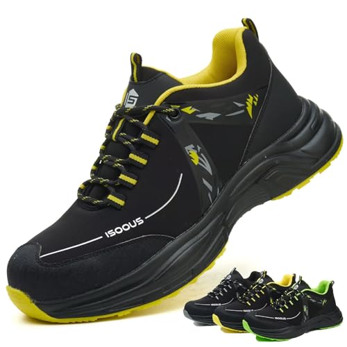 Sapatos de segurança para homem e mulher, sapatilhas trabalho leve, calçado trabalho com biqueira de aço antiderrapante