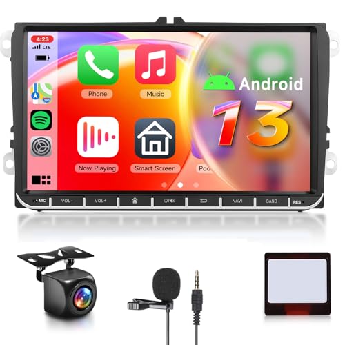 4+64G: Hodozzy Carplay rádio carro para VW Golf 5 Polo Skoda com GPS/WiFi, 9 polegadas VW rádio carro Bluetooth com Android Auto/32 EQ/FM/RDS/SWC/USB+câmara de visão traseira