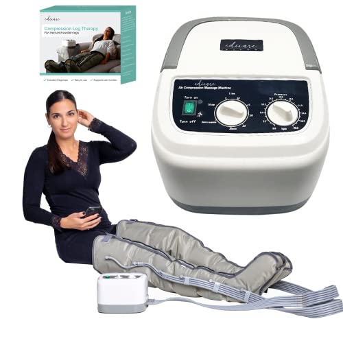 Edicare, Pressoterapia para casa, para pernas e pés cansados, 6 válvulas, favorece uma melhor circulação, drenagem linfática, fácil de usar, eficiência profissional (dispositivo e pernas)