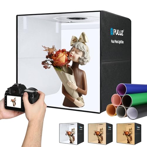 PULUZ Caixa de luzes portátil 50 x 50 cm com 20 W USB-PD, Photo Box Kit com temperaturas de 3 cores ajustáveis 160 unidades LED e carregamento rápido USB e 12 fundos para fotografia de produtos
