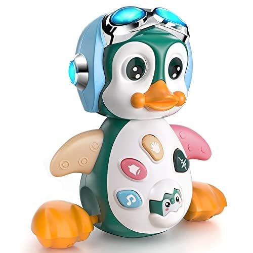 MOONTOY Brinquedos musicais para bebés com música e luzes LED, pinguim para cantar, dançar, jogos presentes para crianças pequenas de 18 meses