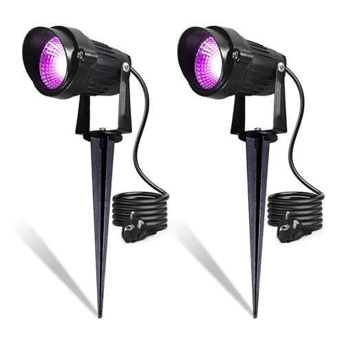 BOSITE Foco de luz UV, 2 peças luz preta ultravioleta, lâmpada UV LED IP66 impermeável, luz LED UV exterior para Halloween Natal festa bar discoteca DJ fluorescente pintura