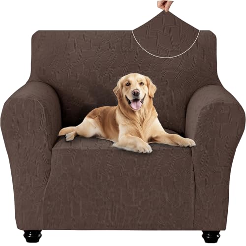 Ystyle Capa para sofá de 1 lugar, Couch Cover elásticas, capa para sofá anti-riscos gatos, forro para sofá antiderrapante, protetor antimanchas, lavável, sofá Cover anti-cães, café claro