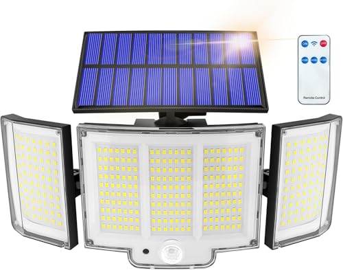 Haokiang - Candeeiro solar exterior (2 unidades, 1500 lm, Ip65, sensor de 270°, 3 modos, luz solar exterior, lâmpada solar, exterior, potente, iluminação exterior, luz solar potente