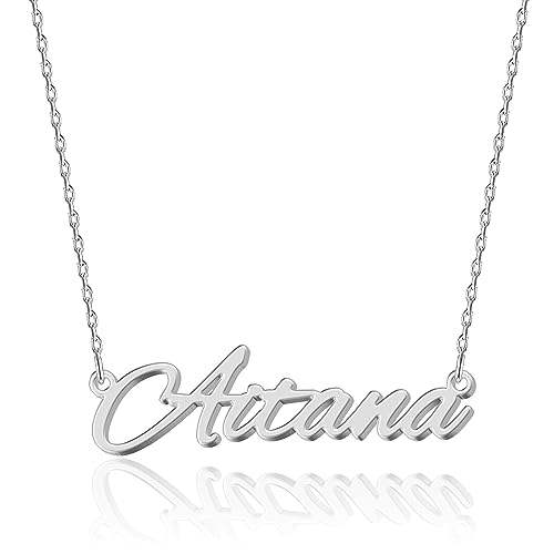 UMAGICBOX Colar personalizado com nome | Escolha entre 14 estilos de fonte | pendente personalizado de aço inoxidável banhado a ouro de 18 K e prata de lei | presente para ela