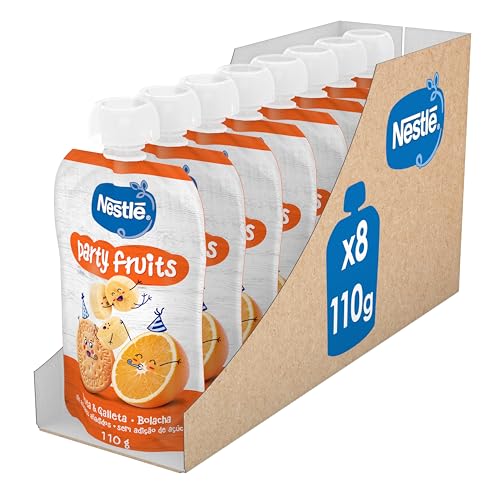 Nestlé Pure Party Fruits Pouch Puré de frutas infantis, a partir de 12 meses, 8 bolsas de 110 g