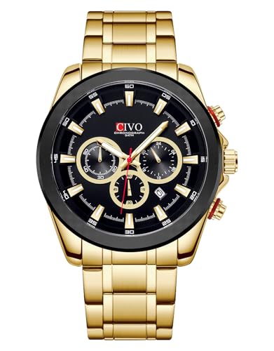 CIVO Relógios homem aço elegante clássico cronógrafo Luminox analógico relógios inoxidável