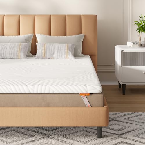 Sweetnight Topper de espuma viscoelástica, 160 x 200 cm, top de espuma com memória em gel, espessura de 5 cm, com capa removível e lavável, branco, top de 160 x 200 x 5 cm