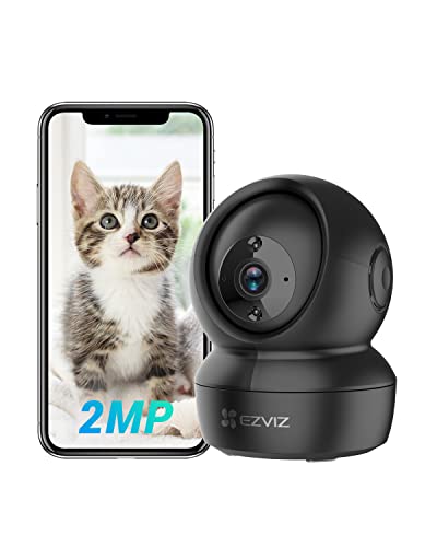 EZVIZ Câmara de vigilância WiFi interior de 360º, 1080P câmara de vigilância para bebé/animais de estimação, visão noturna, áudio bi-direcional, deteção de movimento, controlo remoto, compatível com