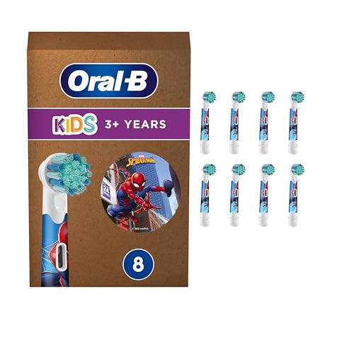 Oral-B Kids Recarga para escova de dentes elétrica para crianças, conjunto de 8 cabeças, com motivos de Spyder-Man - originais