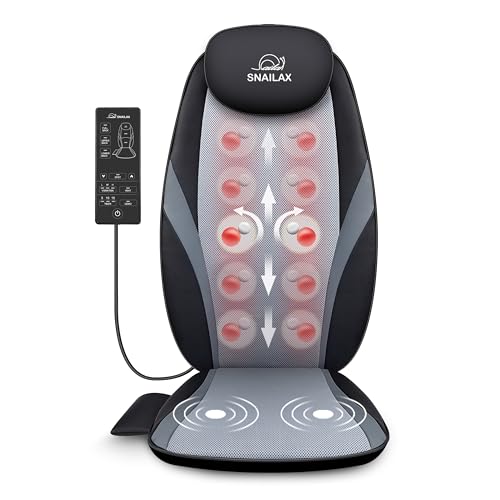 SNAILAX Shiatsu Assento massajador - massagem nas costas com aquecimento, almofada para poltrona de massagem com calor para amar em casa ou no escritório