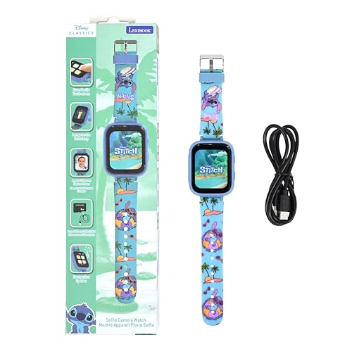 Lexibook, Disney Stitch, relógio Selfie, ecrã táctil HD, câmara 720p, leitor MP3, altifalante integrado, ditafone, podómetro, 5 jogos (DMW070D)